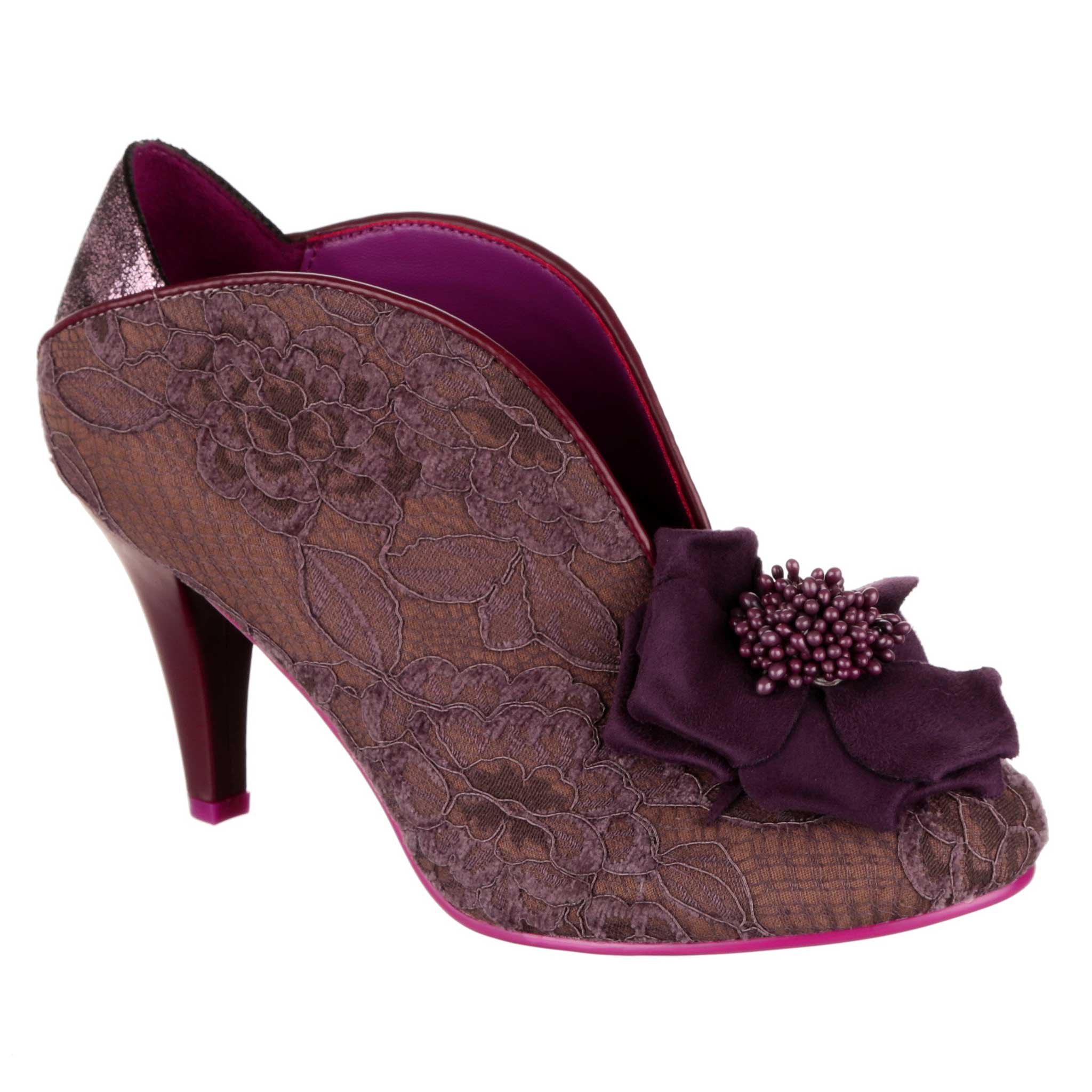 Burgundy floral heels best sale