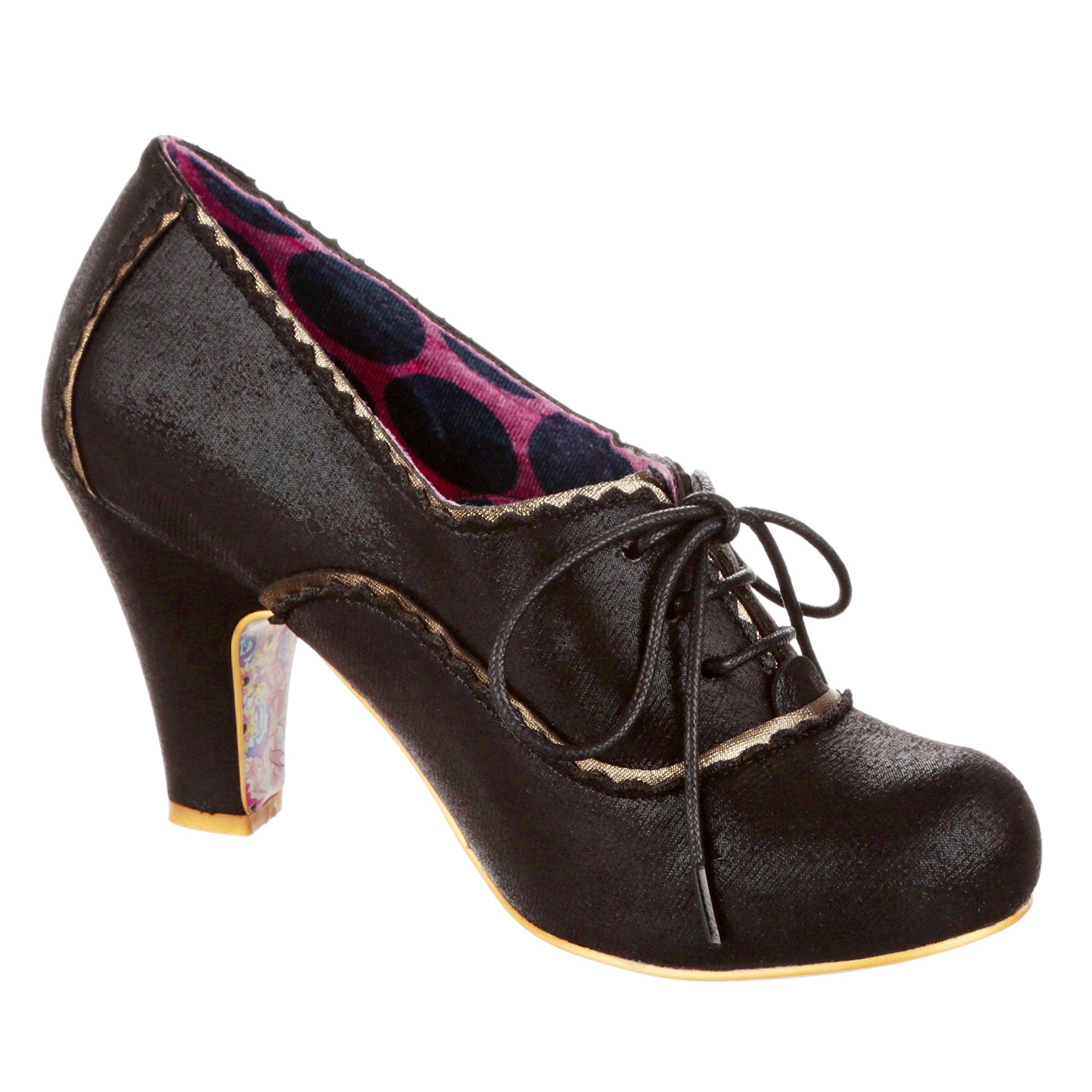 Black lace up court shoes best sale