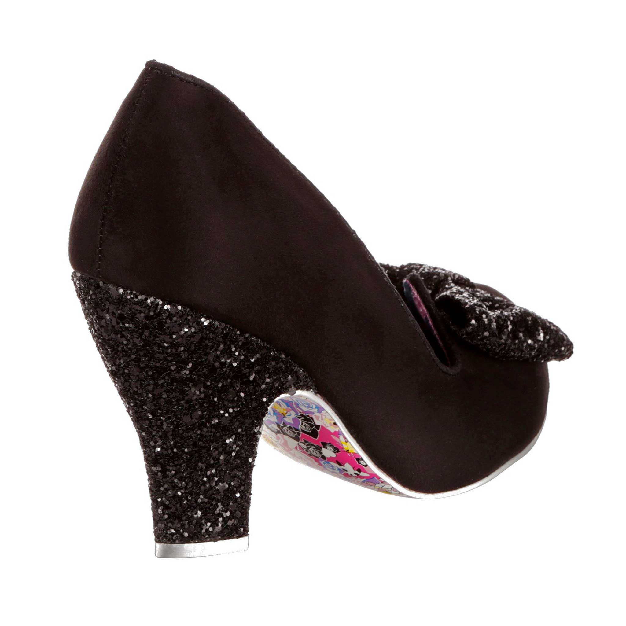 Black glitter shoes mid heel best sale