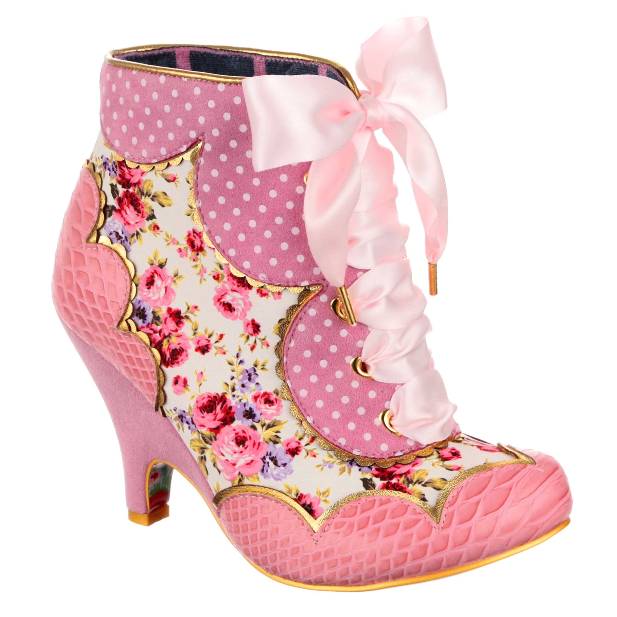 Pink lace up ankle boots best sale