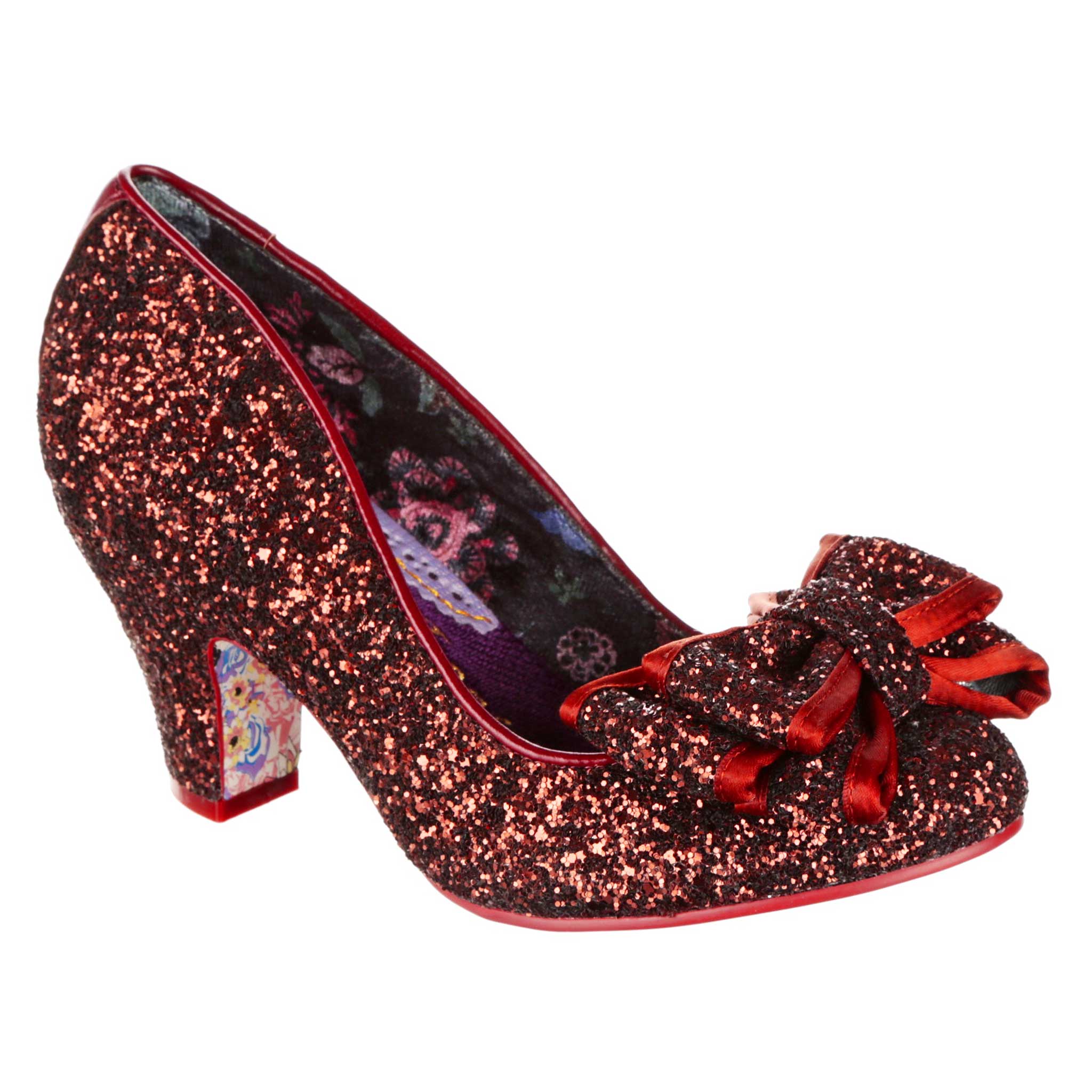 Irregular Choice Copper Red Brown Glitter Slip On Mid Heels Lady Ban Joe