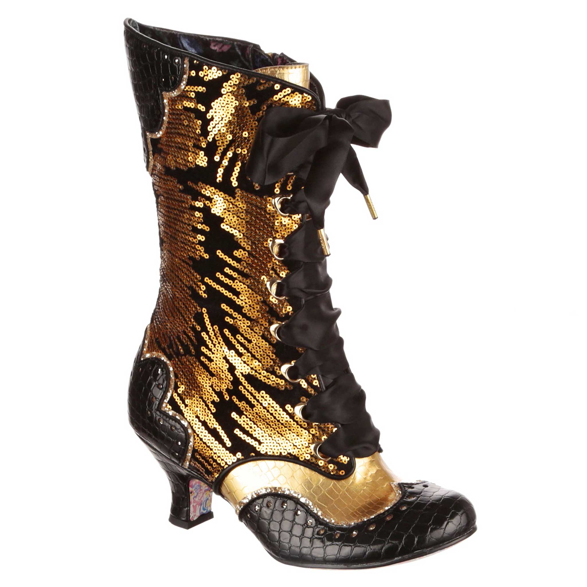 Black shops and gold sequin boots