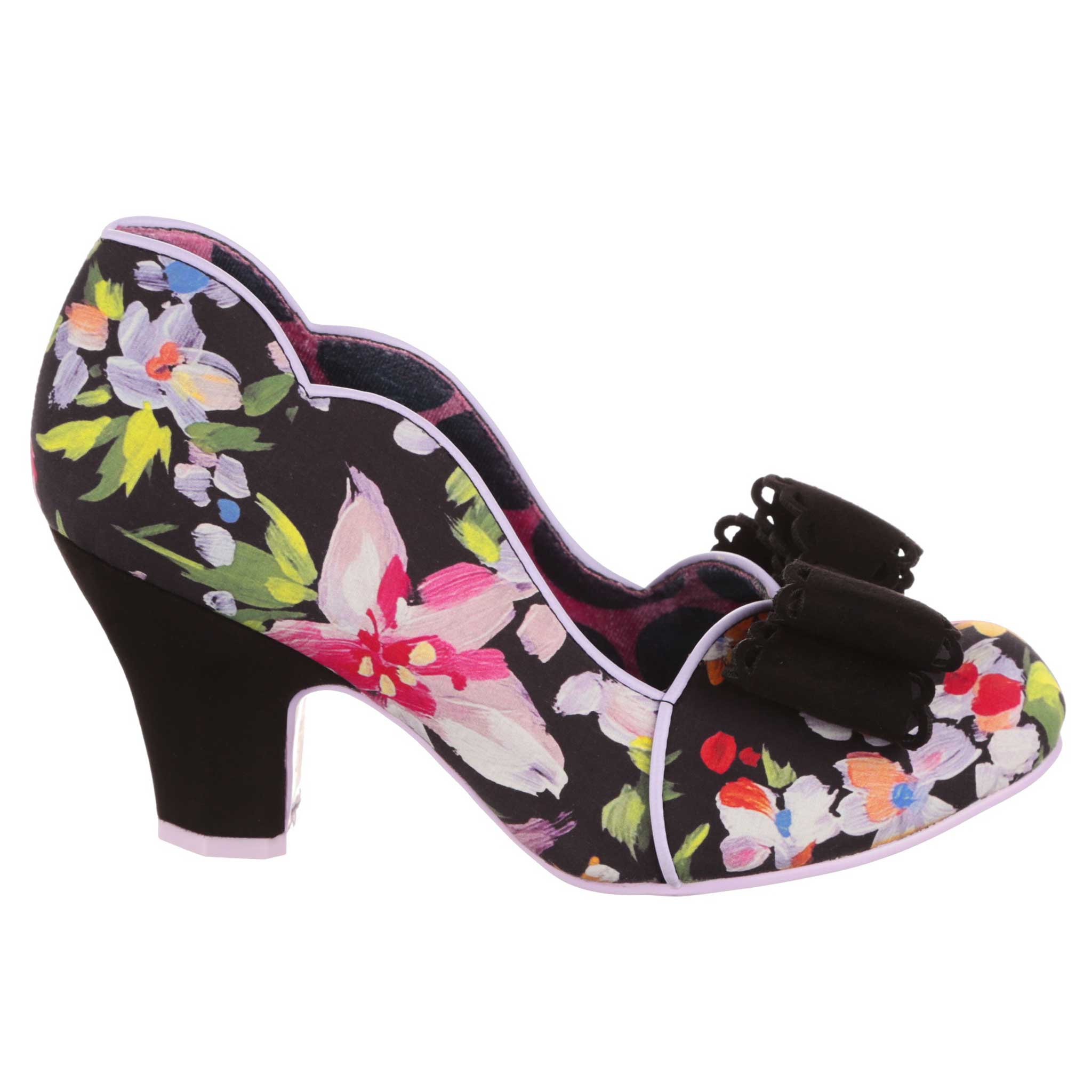 Black floral heels fashion