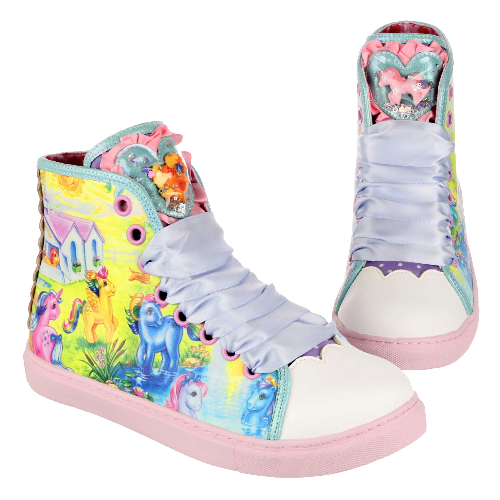 Irregular Choice X My Little Pony Hi Top Trainers 80s Style Pastel Lace Up Sneakers Shoes Field Frolick