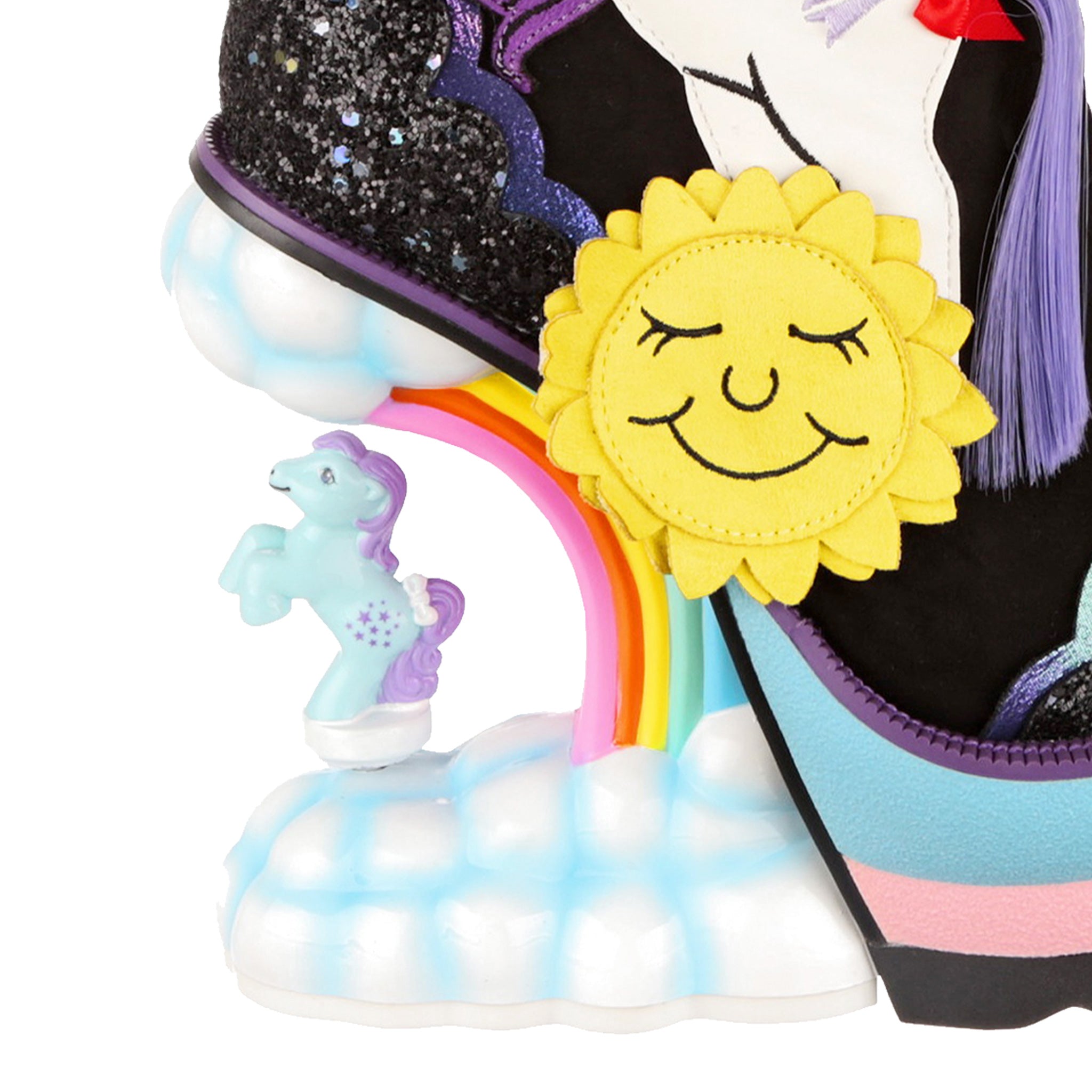 Irregular Choice X My Little Pony Black Ankle Boots with Spinning Pony Concept High Heel Womens Shoes Equestria Eleganza