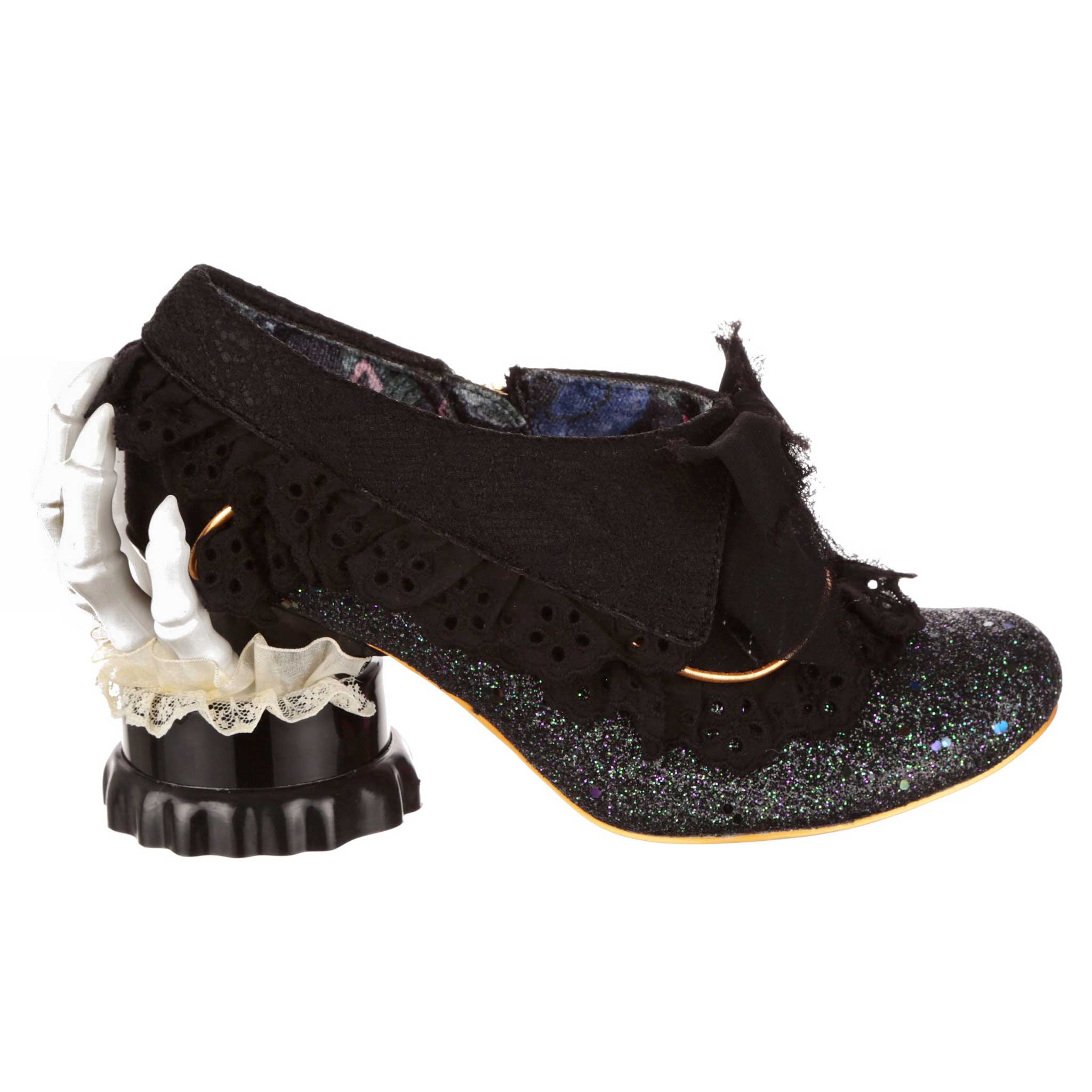 Irregular Choice Halloween Spooky Skeleton Hand Black Lace Up Shoes Creepy Curiosity