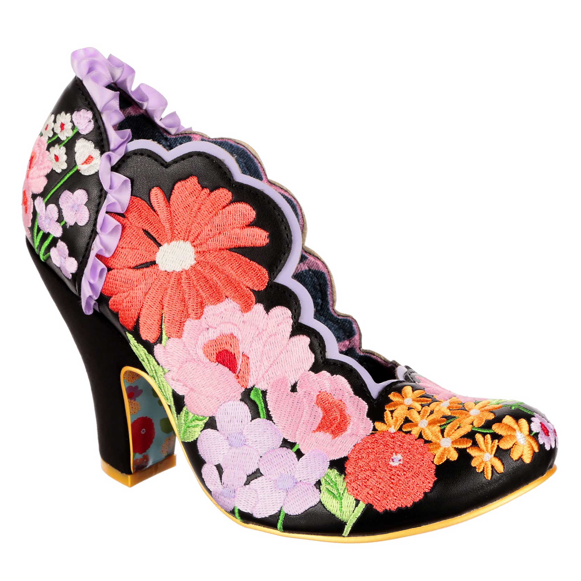 Black heels with red flowers best sale