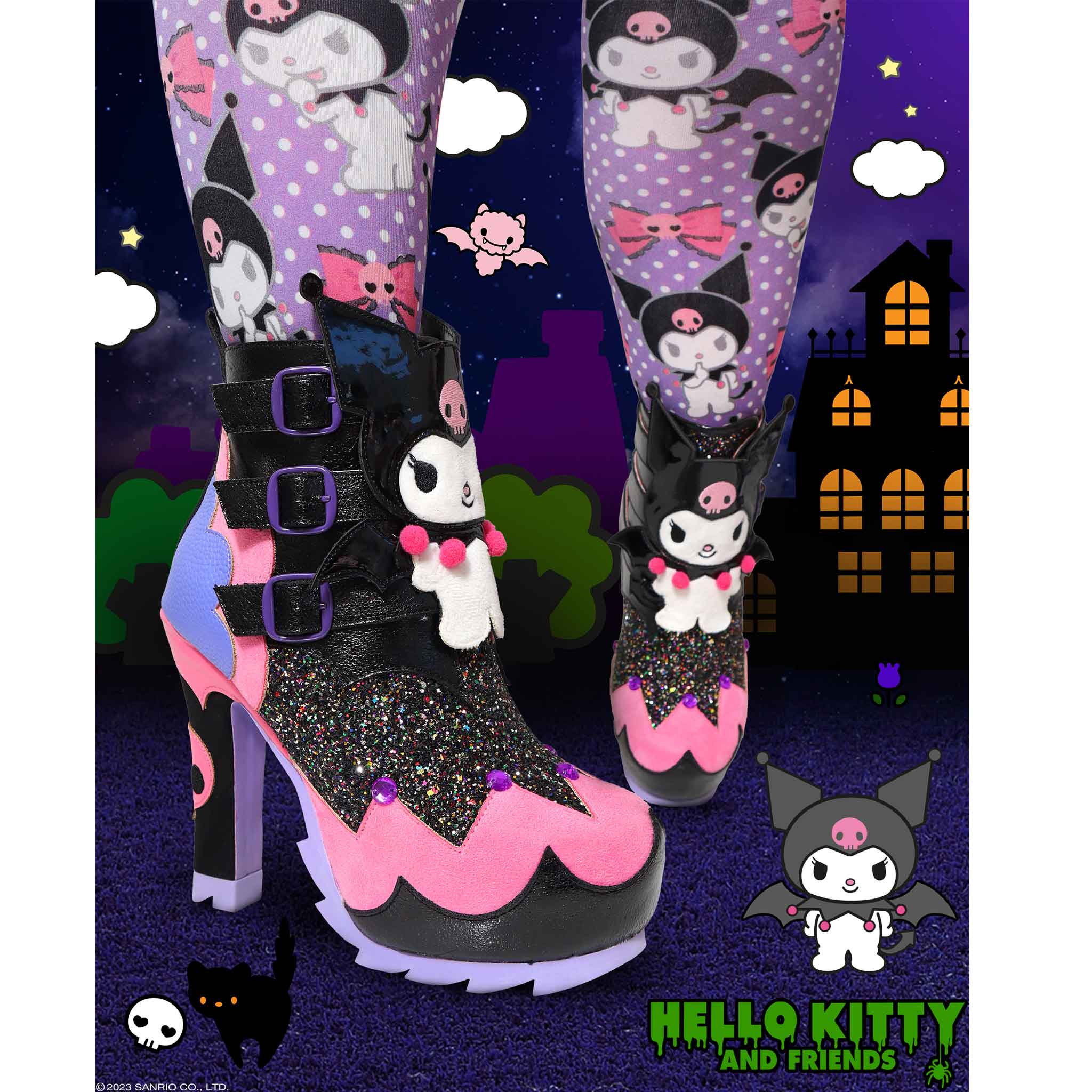 Hello Kitty Over Knee High Tights Stockings 80Denier Black Sanrio