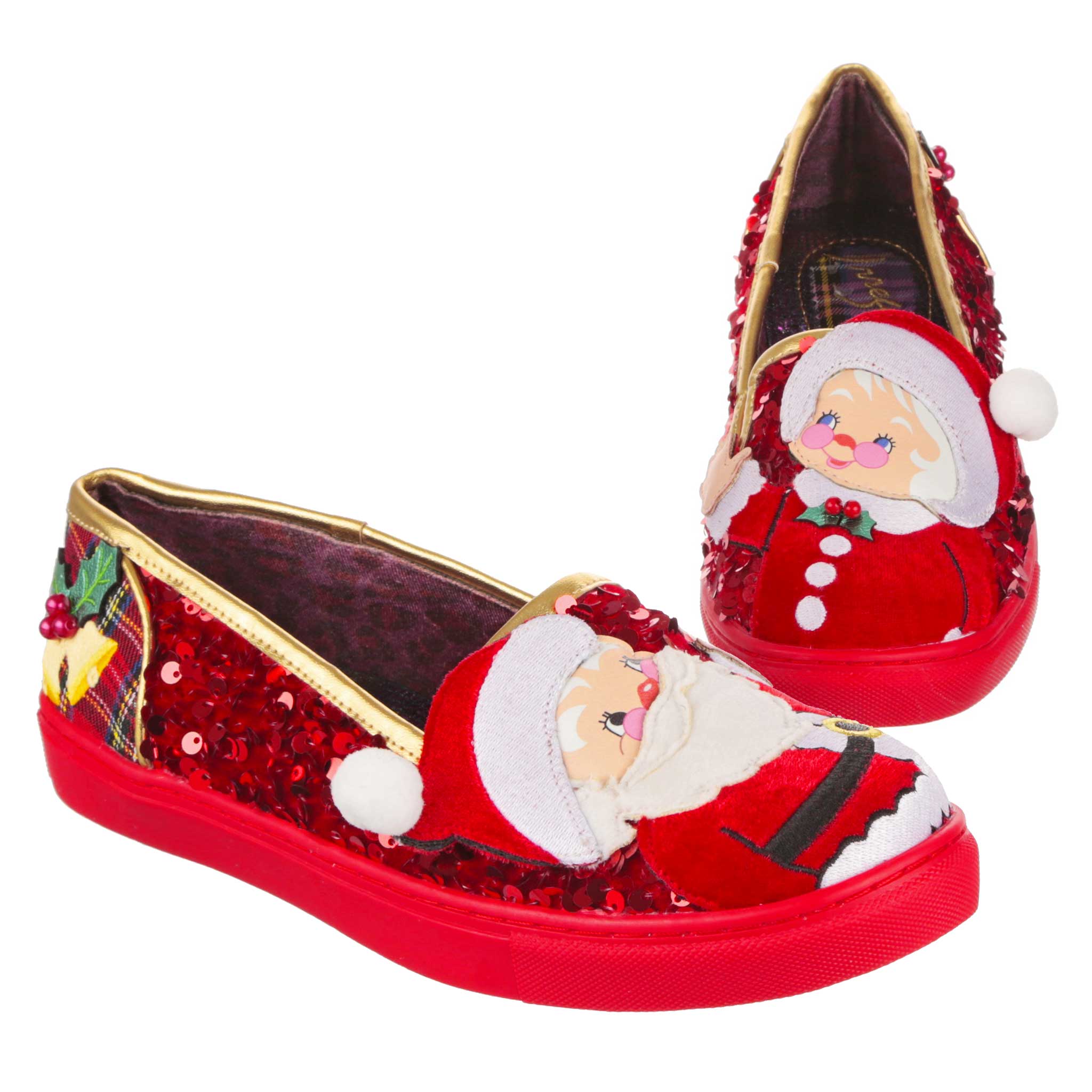 Sparkly Claus Slip On Flat Shoes Irregular Choice