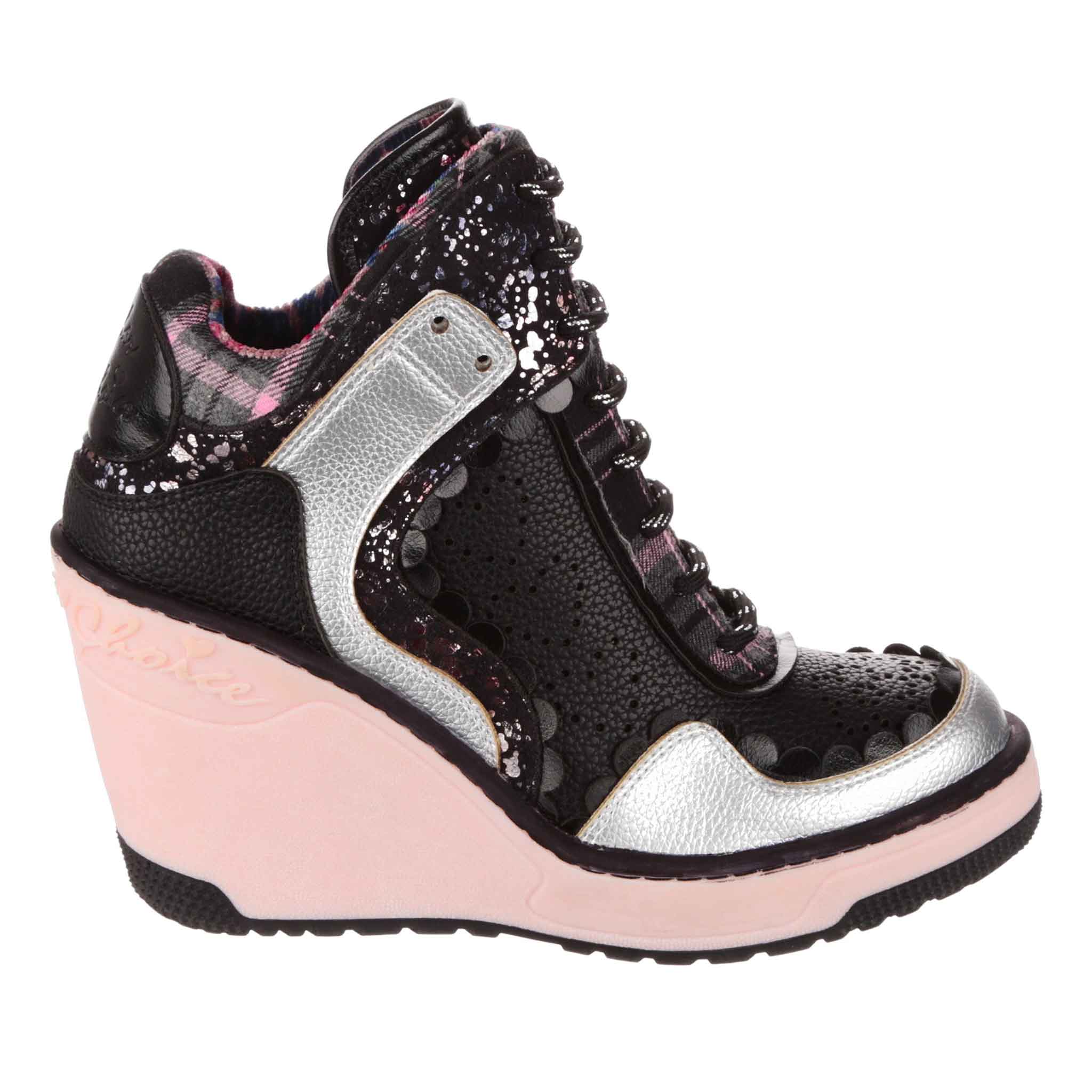 Ladies hot sale heeled trainers