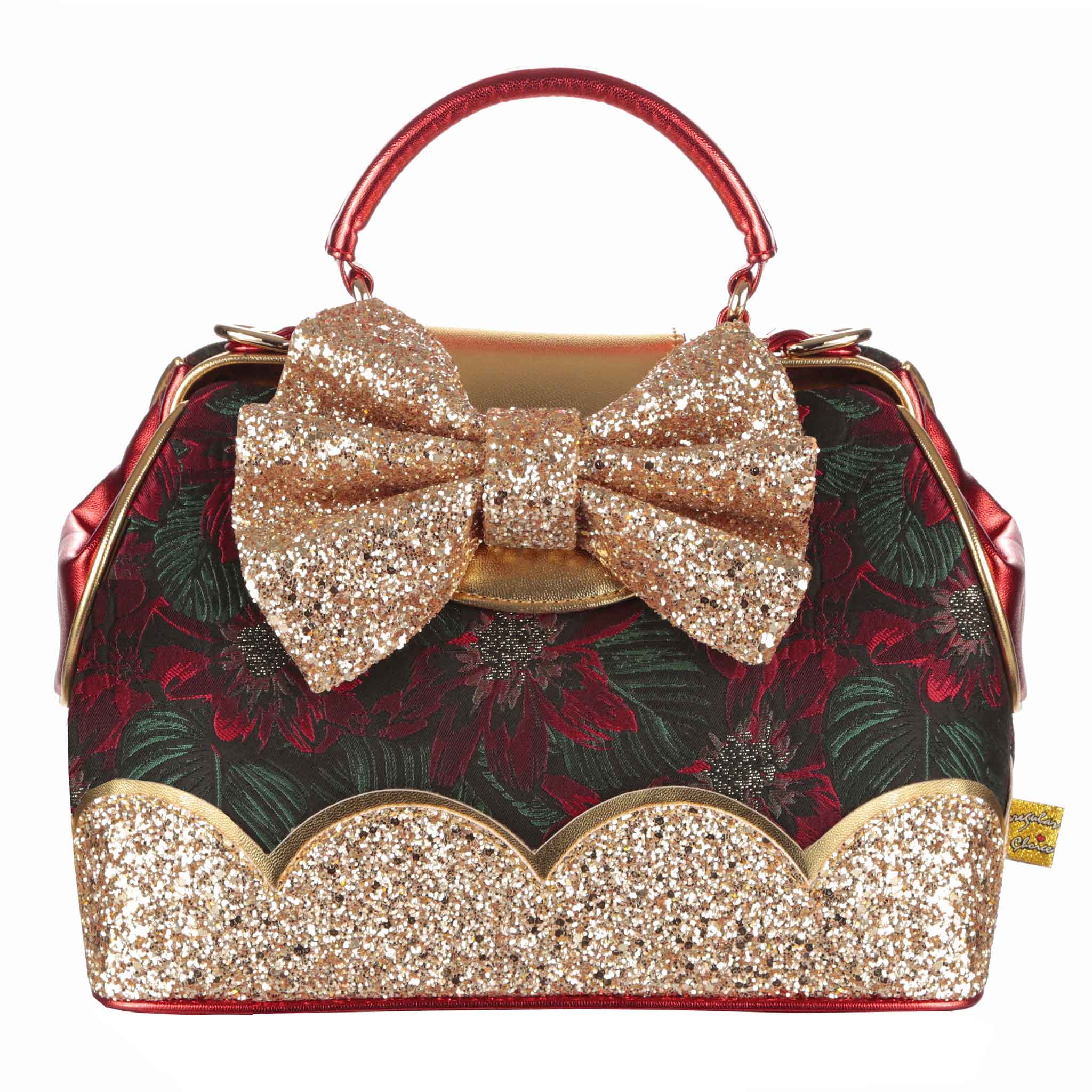 Red and gold handbag hot sale