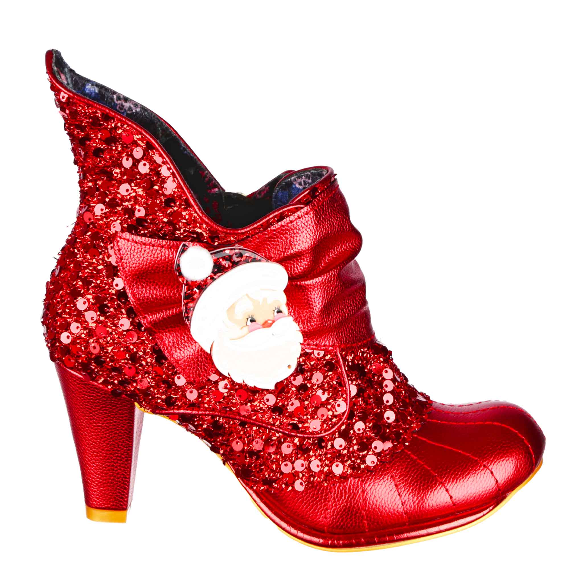 Irregular Choice Red Sequin Christmas Party Low Ankle Booties Miaow Style Zip Up High Heel Shoes Fancy Claus