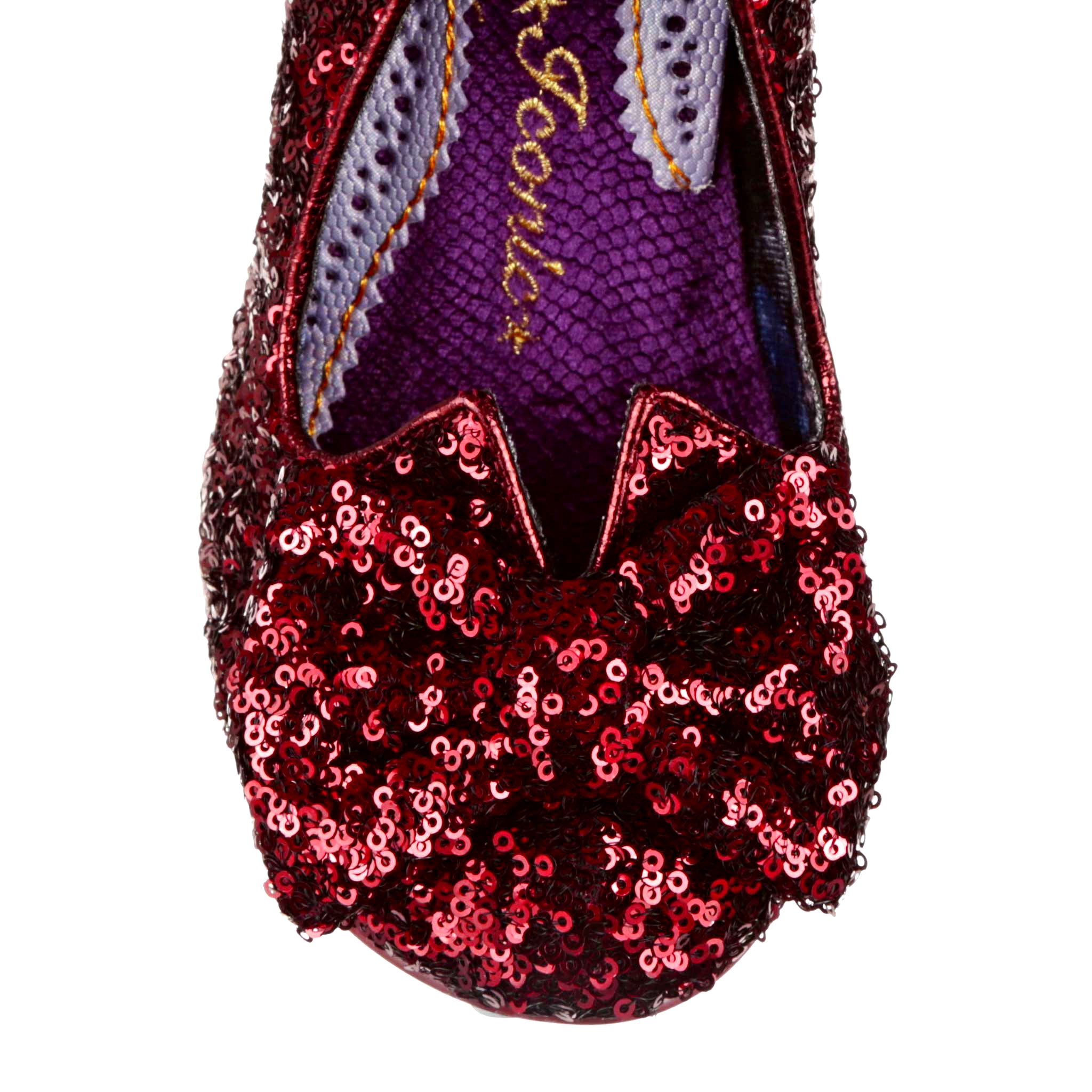 Irregular Choice Burgundy Red Sequin High Heel Wide Fit Shoes Just In Time WIde Fit