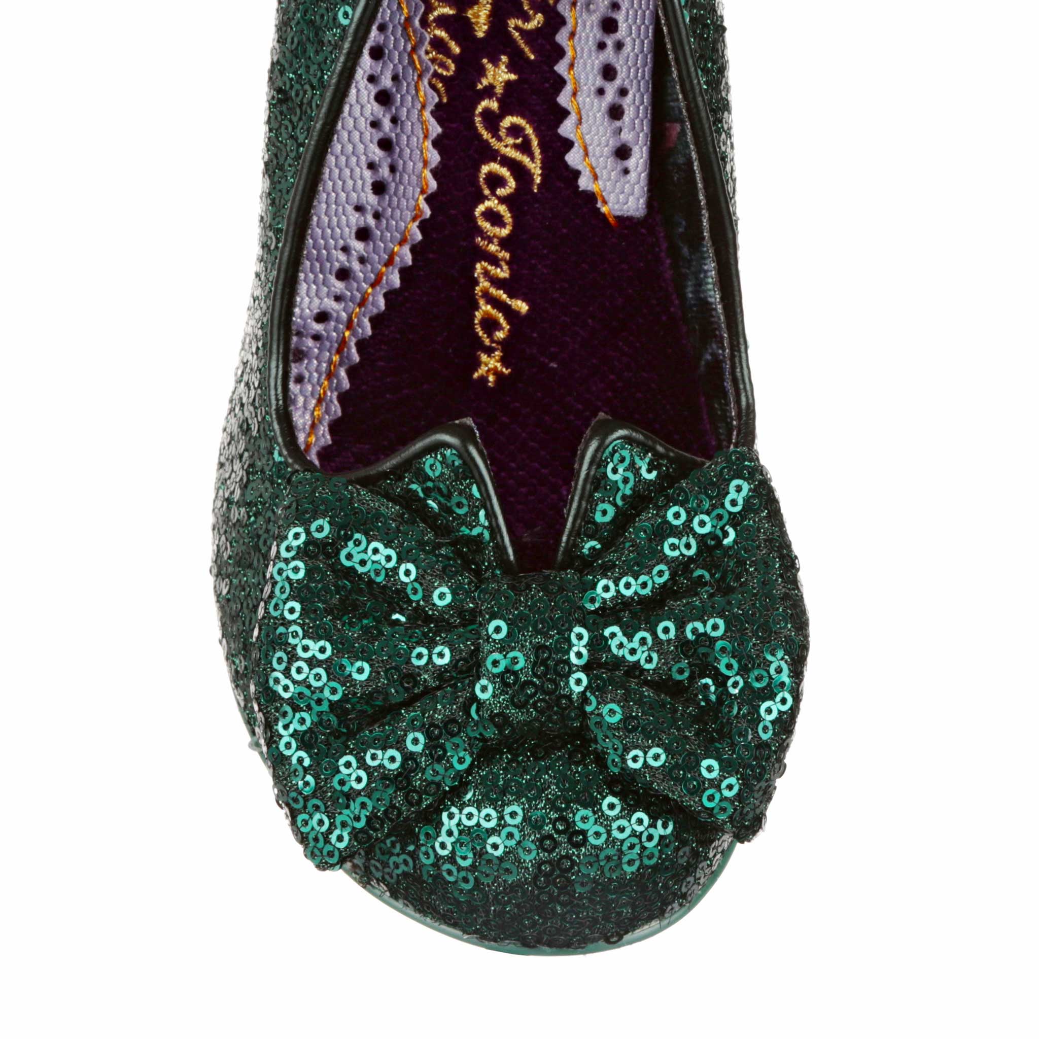 Irregular Choice Emerald Green Sequin High Heel Shoes Just In Time Wide Fit