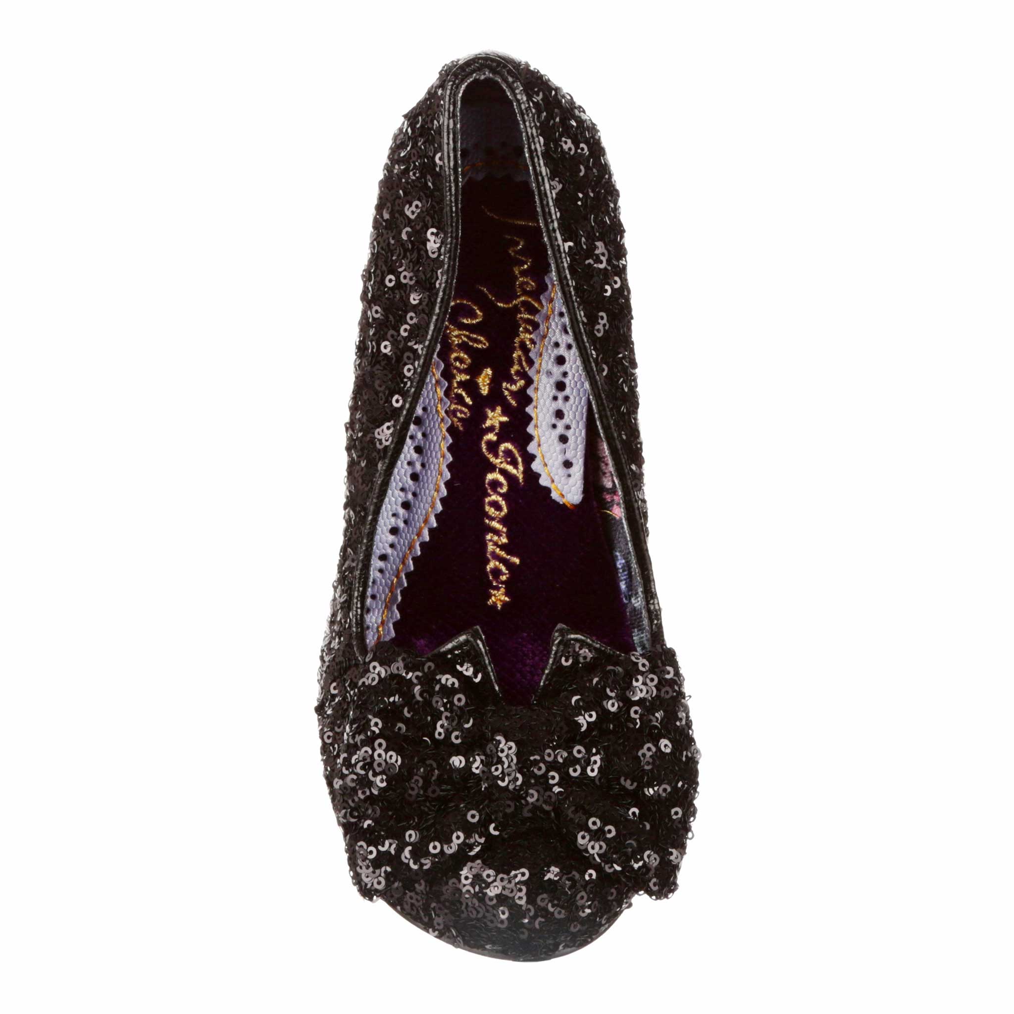 Irregular Choice Black Sequin High Heel Shoes Just In Time Wide Fit