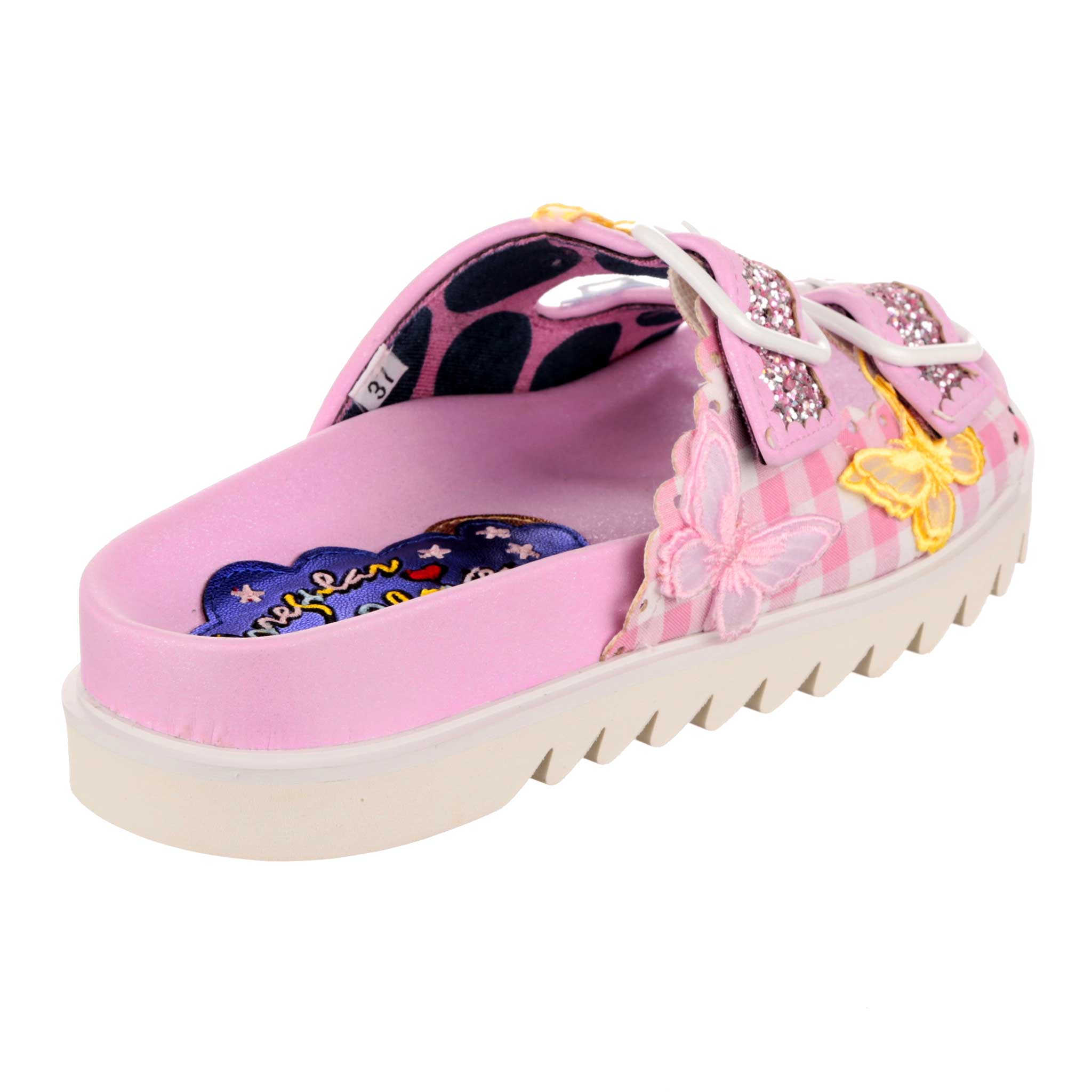 Butterfly Kisses Double Buckle Slip On Sliders Irregular Choice