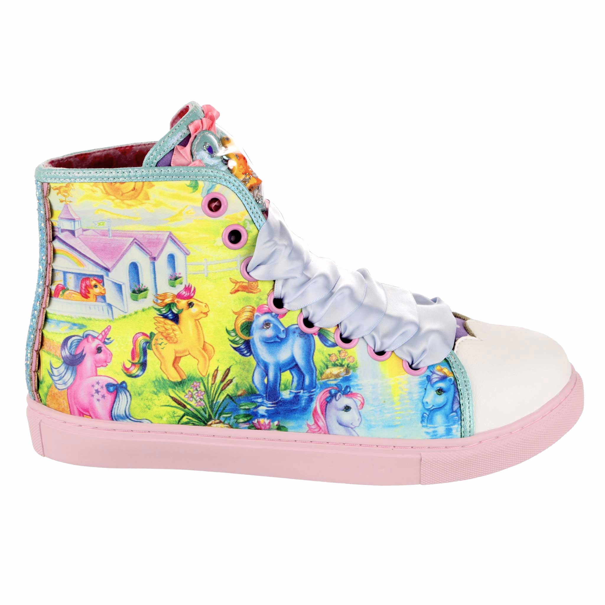 Irregular Choice X My Little Pony Hi Top Trainers 80s Style Pastel Lace Up Sneakers Shoes Field Frolick