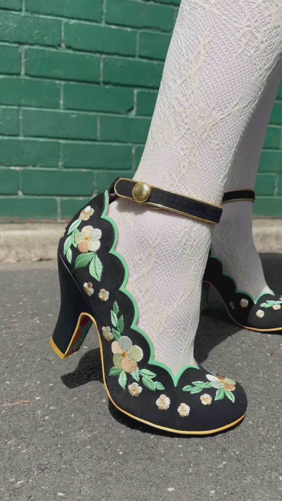 Flower embroidered hot sale heels