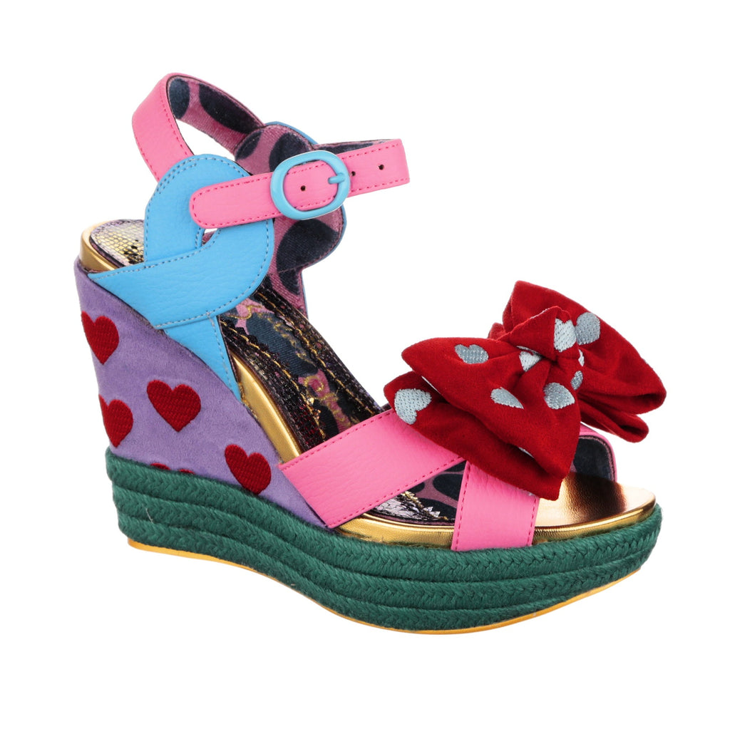 Rinse N Repeat Pink Bow Platform Wedges Irregular Choice